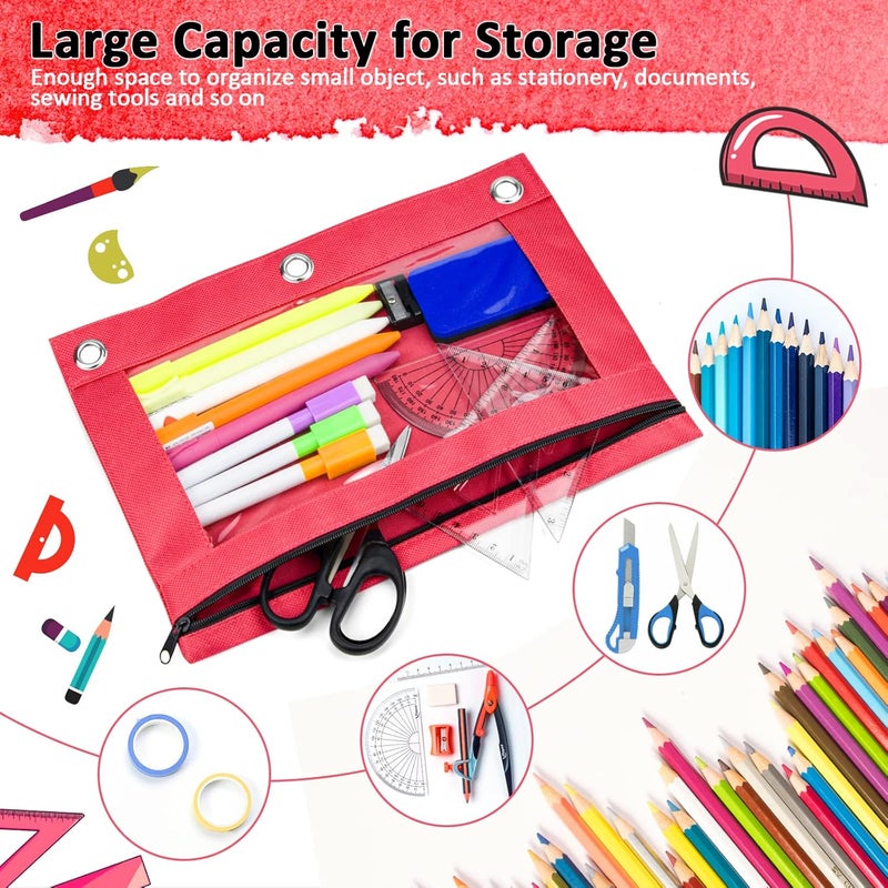 EAONE Pencil Pouch for 3 Ring Binder Set of 48, Zipper Binder Pouches Pencil Case Bulk for School Classroom Supplies/Student/Office/Home, 10 x 7.5 inch, 8 Colors - Image 5